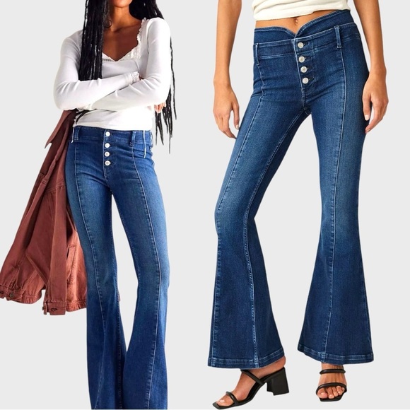 Free People We The Free Denim - NWT Free People We The Free After Dark Mid Rise Flare Jeans Size 30